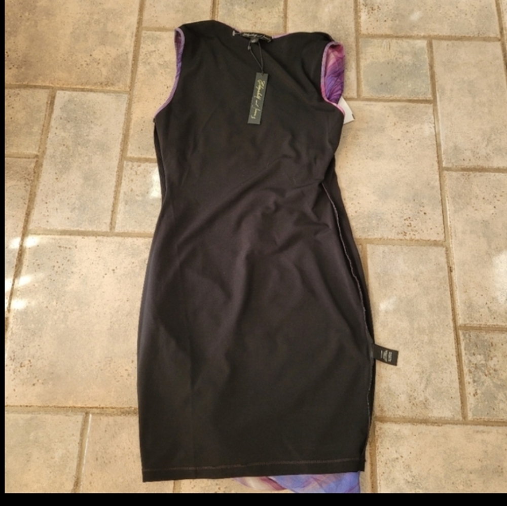 Elizabeth and James 100% Silk Sunset Abstract Mini Dress Sleeveless Purple Sz S - Picture 9 of 9